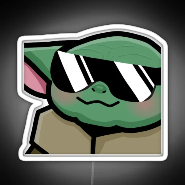 Grogu Cool Emote Style RGB Neon Sign