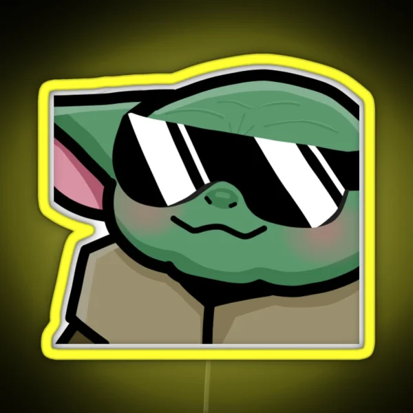 Grogu Cool Emote Style RGB Neon Sign