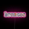 Colorful LED canvas display with vibrant groovy Broncos neon lighting