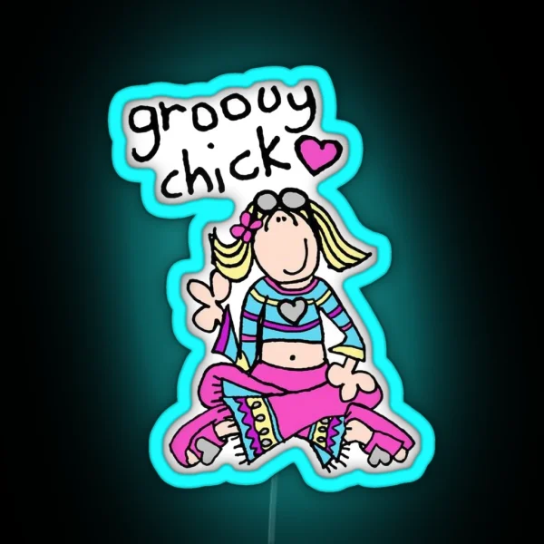 Groovy Chick Girls 2000s Y2K Vintage RGB Neon Sign