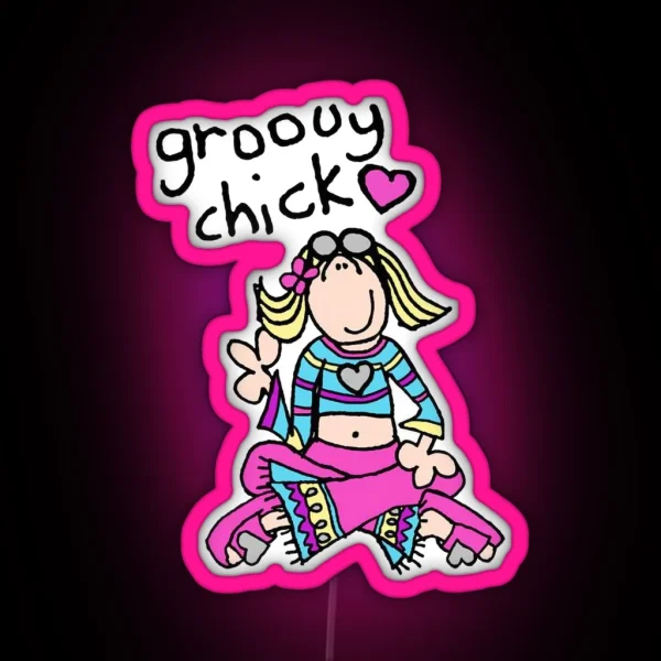 Groovy Chick Girls 2000s Y2K Vintage RGB Neon Sign