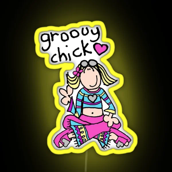 Groovy Chick Girls 2000s Y2K Vintage RGB Neon Sign