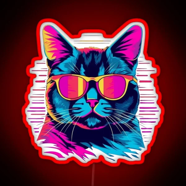 Groovy Feline Vibes Retro Disco Cat With Sunglasses RGB Neon Sign