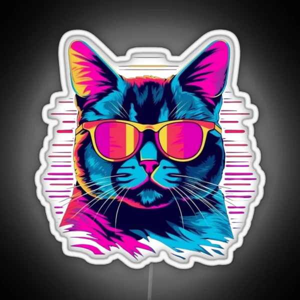 Groovy Feline Vibes Retro Disco Cat With Sunglasses RGB Neon Sign