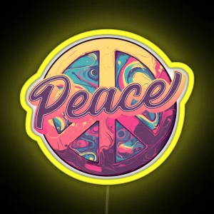 Groovy Peace Sign I Find Peace In Togetherness RGB Neon Sign