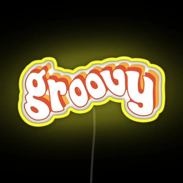 Groovy Retro Orange And Yellow RGB Neon Sign