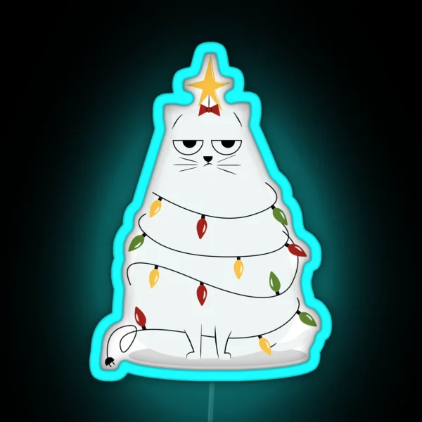 Grumpy Christmas Cat RGB Neon Sign