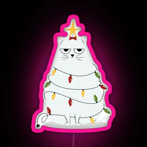 Grumpy Christmas Cat RGB Neon Sign