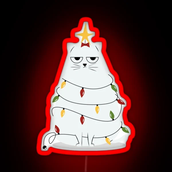 Grumpy Christmas Cat RGB Neon Sign