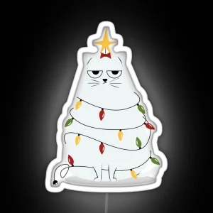 Grumpy Christmas Cat RGB Neon Sign