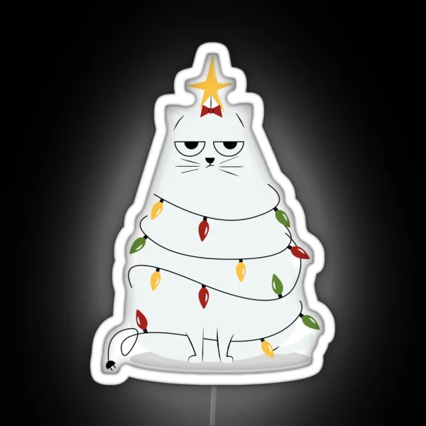 Grumpy Christmas Cat RGB Neon Sign