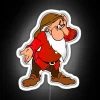 Vibrant RGB Neon Sign with Cartoon Grumpy Dwarf Character Design