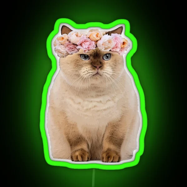 Grumpy Flower Cat RGB Neon Sign