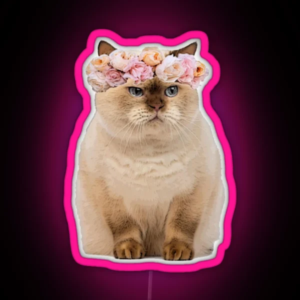 Grumpy Flower Cat RGB Neon Sign