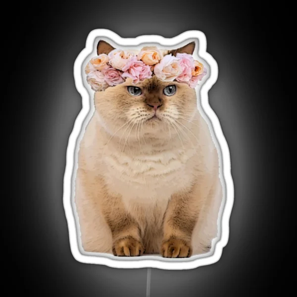 Grumpy Flower Cat RGB Neon Sign