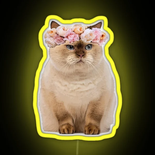 Grumpy Flower Cat RGB Neon Sign