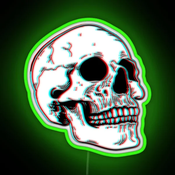 Grunge 3D Skull RGB Neon Sign