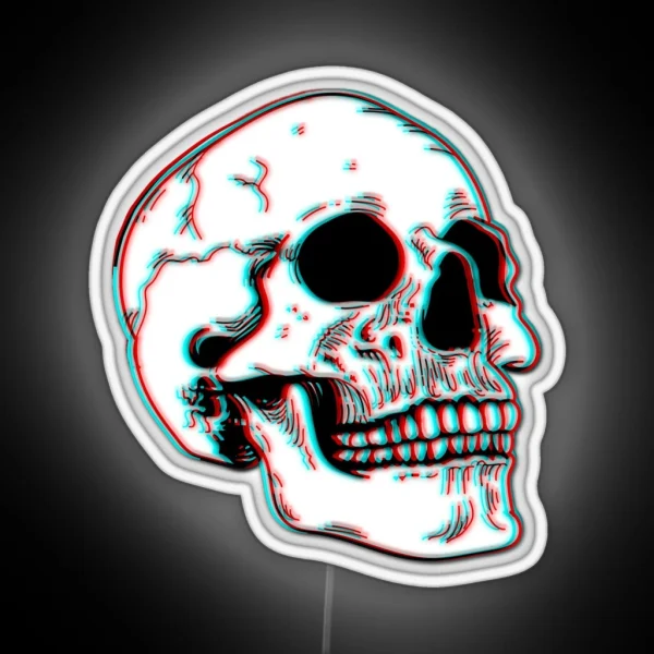 Grunge 3D Skull RGB Neon Sign