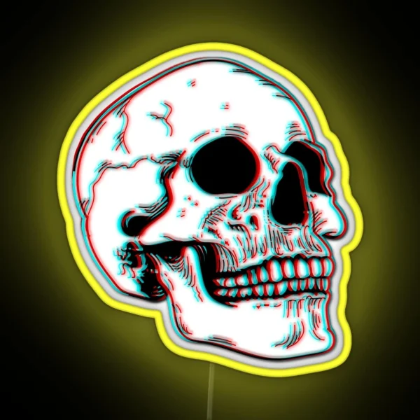 Grunge 3D Skull RGB Neon Sign