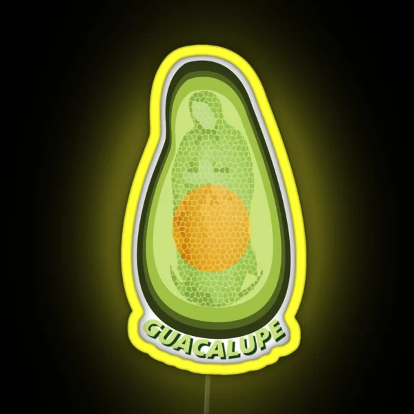 Guacalupe Funny Avocado Led For Vegans Holy Guacamole RGB Neon Sign