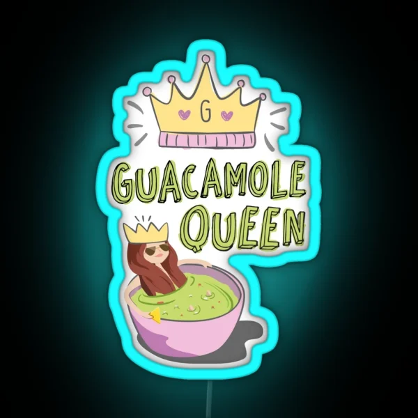 Guacamole Queen Funny Illustration For Avocado Lovers RGB Neon Sign