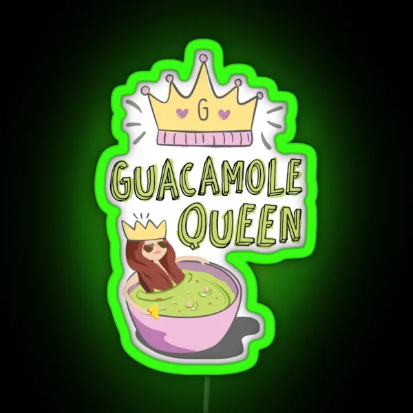 Guacamole Queen Funny Illustration For Avocado Lovers RGB Neon Sign
