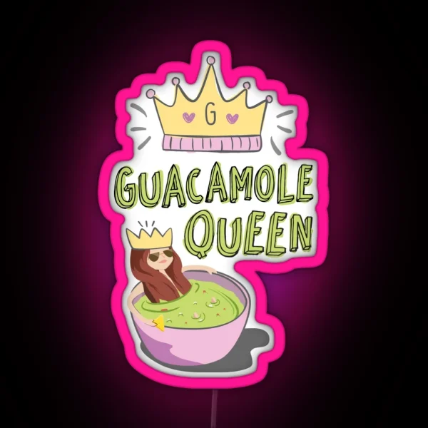 Guacamole Queen Funny Illustration For Avocado Lovers RGB Neon Sign