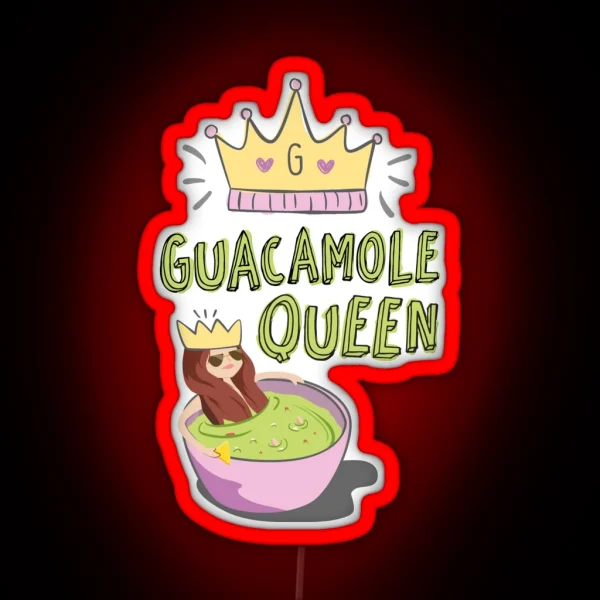 Guacamole Queen Funny Illustration For Avocado Lovers RGB Neon Sign