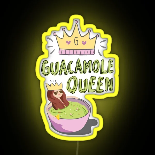 Guacamole Queen Funny Illustration For Avocado Lovers RGB Neon Sign