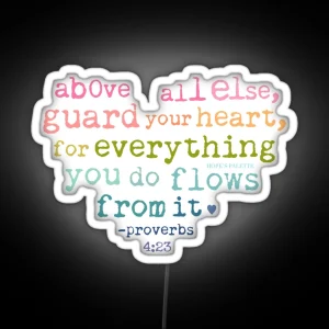 Guard Your Heart Proverbs Bible Verse Rainbow RGB Neon Sign