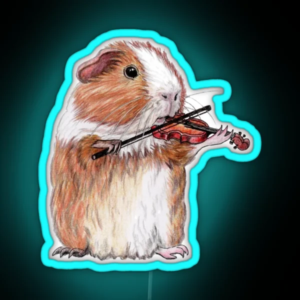 Guinea Pig Violin Player RGB Neon Sign