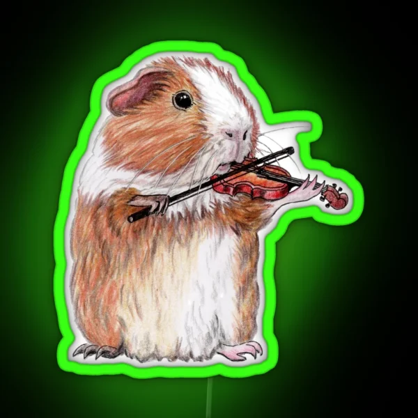 Guinea Pig Violin Player RGB Neon Sign