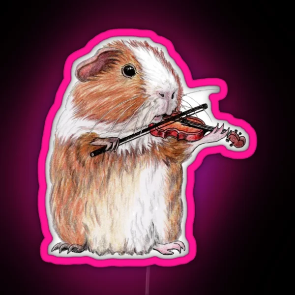 Guinea Pig Violin Player RGB Neon Sign