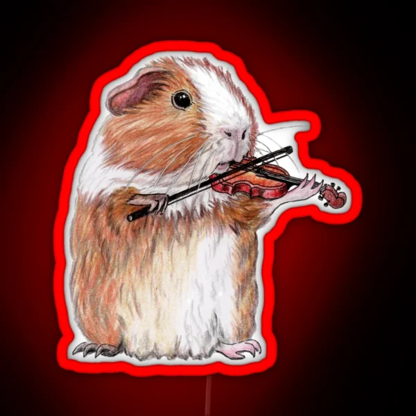 Guinea Pig Violin Player RGB Neon Sign