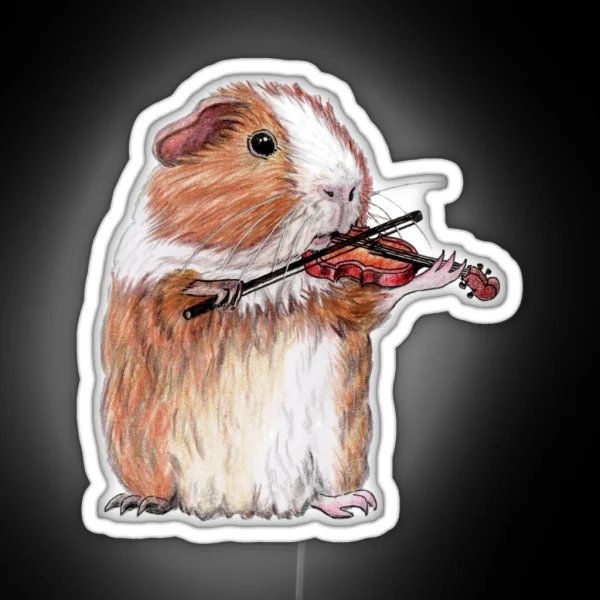 Guinea Pig Violin Player RGB Neon Sign