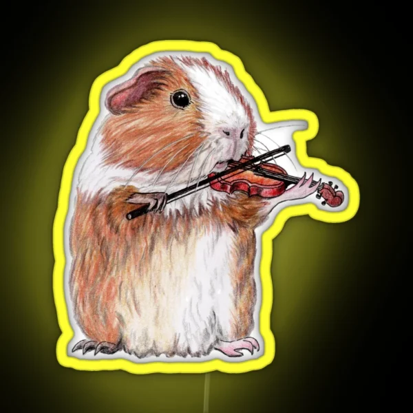 Guinea Pig Violin Player RGB Neon Sign