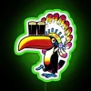 Brightly colored Guinness Toucan Chief logo in vibrant RGB neon