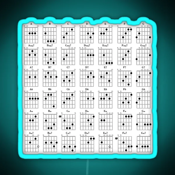 Guitar Chords RGB Neon Sign
