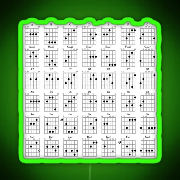 Guitar Chords RGB Neon Sign