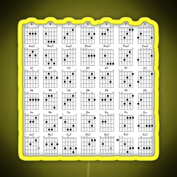 Guitar Chords RGB Neon Sign
