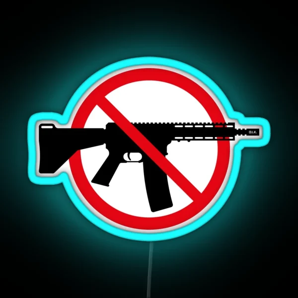 Gun Ban Prohibition Sign No Weapons Peace 2C RGB Neon Sign