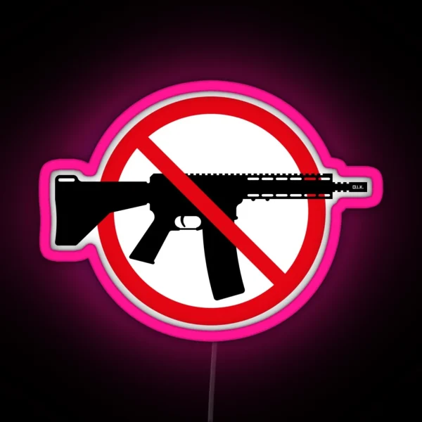 Gun Ban Prohibition Sign No Weapons Peace 2C RGB Neon Sign