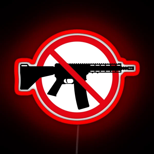 Gun Ban Prohibition Sign No Weapons Peace 2C RGB Neon Sign