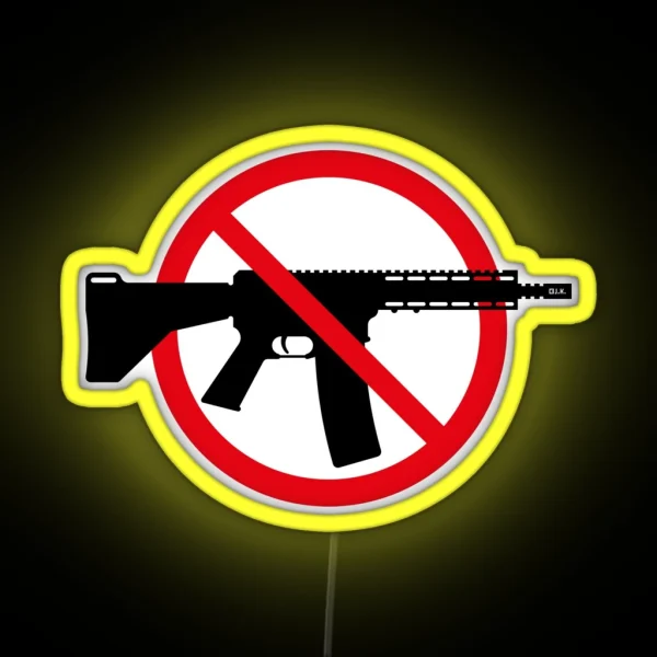 Gun Ban Prohibition Sign No Weapons Peace 2C RGB Neon Sign