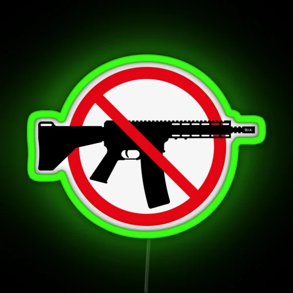 Gun Ban Prohibition Sign No Weapons Peace 3C RGB Neon Sign