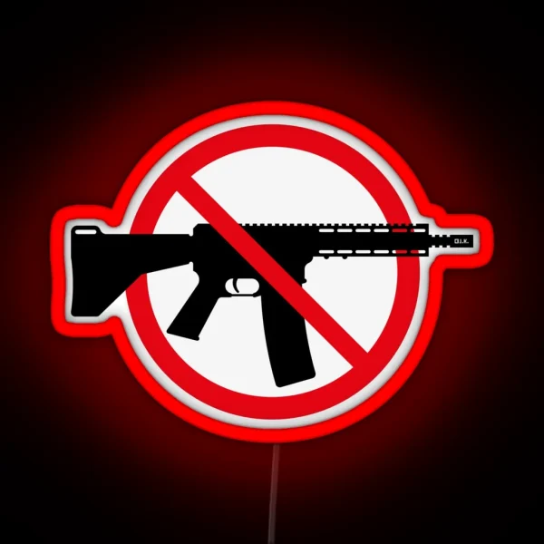 Gun Ban Prohibition Sign No Weapons Peace 3C RGB Neon Sign