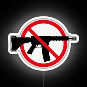 Gun Ban Prohibition Sign No Weapons Peace 3C RGB Neon Sign