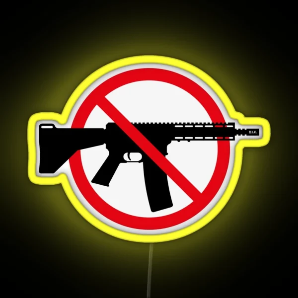 Gun Ban Prohibition Sign No Weapons Peace 3C RGB Neon Sign