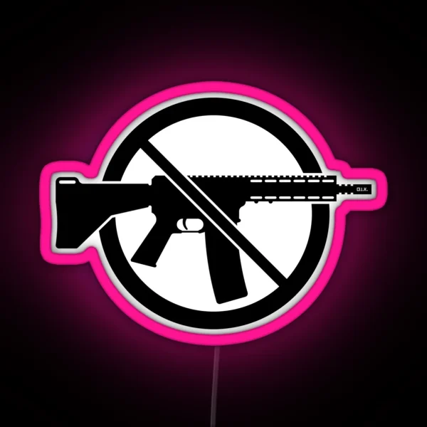 Gun Ban Prohibition Sign No Weapons Peace Black RGB Neon Sign