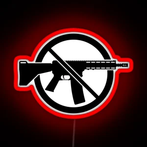 Gun Ban Prohibition Sign No Weapons Peace Black RGB Neon Sign